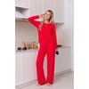 Ekouaer Pajamas for Women Set Cotton Long Sleeve Pjs 2 Piece Lounge Sets(Red)