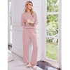 Ekouaer Pajamas for Women Set Cotton Long Sleeve Pjs 2 Piece Lounge Sets(Red Striped)