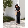 Ekouaer Womens Pajama Set Bamboo Viscose Pj Short Sleeve 2 Piece Lounge Set(Black)