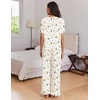 Ekouaer Womens Pajama Set Bamboo Viscose Pj Short Sleeve 2 Piece Lounge Set(Christmas White Reindeer)