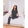 Ekouaer Womens Pajama Set Bamboo Viscose Pj Short Sleeve 2 Piece Lounge Set(Dark Grey)