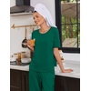 Ekouaer Womens Pajama Set Bamboo Viscose Pj Short Sleeve 2 Piece Lounge Set(Deep Green)