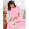 Ekouaer Womens Pajama Set Bamboo Viscose Pj Short Sleeve 2 Piece Lounge Set(Deep Pink)