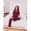 Ekouaer Womens Pajama Set Bamboo Viscose Pj Short Sleeve 2 Piece Lounge Set(Deep Red)