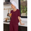 Ekouaer Womens Pajama Set Bamboo Viscose Pj Short Sleeve 2 Piece Lounge Set(Deep Red)