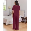 Ekouaer Womens Pajama Set Bamboo Viscose Pj Short Sleeve 2 Piece Lounge Set(Deep Red)