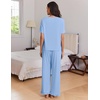 Ekouaer Womens Pajama Set Bamboo Viscose Pj Short Sleeve 2 Piece Lounge Set(Light Blue)