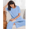 Ekouaer Womens Pajama Set Bamboo Viscose Pj Short Sleeve 2 Piece Lounge Set(Light Blue)