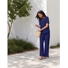 Ekouaer Womens Pajama Set Bamboo Viscose Pj Short Sleeve 2 Piece Lounge Set(Navy Blue)