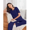 Ekouaer Womens Pajama Set Bamboo Viscose Pj Short Sleeve 2 Piece Lounge Set(Navy Blue)