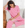 Ekouaer Womens Pajama Set Bamboo Viscose Pj Short Sleeve 2 Piece Lounge Set(Pink Bow)