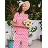 Ekouaer Womens Pajama Set Bamboo Viscose Pj Short Sleeve 2 Piece Lounge Set(Pink Bow)