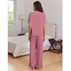Ekouaer Womens Pajama Set Bamboo Viscose Pj Short Sleeve 2 Piece Lounge Set(Purple Red)
