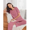 Ekouaer Womens Pajama Set Bamboo Viscose Pj Short Sleeve 2 Piece Lounge Set(Purple Red)