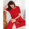 Ekouaer Womens Pajama Set Bamboo Viscose Pj Short Sleeve 2 Piece Lounge Set(Red)