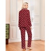 Ekouaer Womens Pajamas Set Classic Sleepwear Long Sleeve Button Up Pjs Sets(Red Heart)