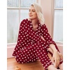 Ekouaer Womens Pajamas Set Classic Sleepwear Long Sleeve Button Up Pjs Sets(Red Heart)