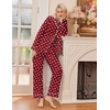 Ekouaer Womens Pajamas Set Classic Sleepwear Long Sleeve Button Up Pjs Sets(Red Heart)