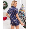 Ekouaer Womens Satin Pajama Set Silk Pj Short Sets 2 Piece Loungewear S-5XL(Blue Christmas Gingerbread)