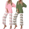 Ekouaer 2 Packs Lounge Set for Women Short Sleeve Pajamas Top and Long Pant(Pink Tie-dye Stripes/Green Tie-dye Stripes)