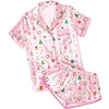 Ekouaer Womens Satin Pajama Set Silk Pj Short Sets 2 Piece Loungewear S-5XL(Pink Christmas Bow)