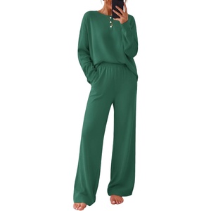 Ekouaer Pajamas for Women Set Cotton Long Sleeve Pjs 2 Piece Lounge Sets(Green)