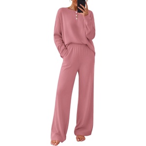 Ekouaer Pajamas for Women Set Cotton Long Sleeve Pjs 2 Piece Lounge Sets(Grey Purple)