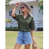 Ekouaer Pajamas for Women Waffle Knit Lounge Set Button Down Loungewear Soft Short Sleeve Pjs Shorts Set S-XXL(Army Green)