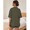 Ekouaer Pajamas for Women Waffle Knit Lounge Set Button Down Loungewear Soft Short Sleeve Pjs Shorts Set S-XXL(Army Green)