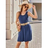 Ekouaer Womens Nightgowns Sleeveless Tank Sleep Shirts Pleated Nightshirt(Peacock Blue)