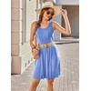 Ekouaer Womens Nightgowns Sleeveless Tank Sleep Shirts Pleated Nightshirt(Sky Blue)