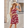 Ekouaer Womens Nightgowns Sleeveless Tank Sleep Shirts Pleated Nightshirt(Wine Red White Flower)