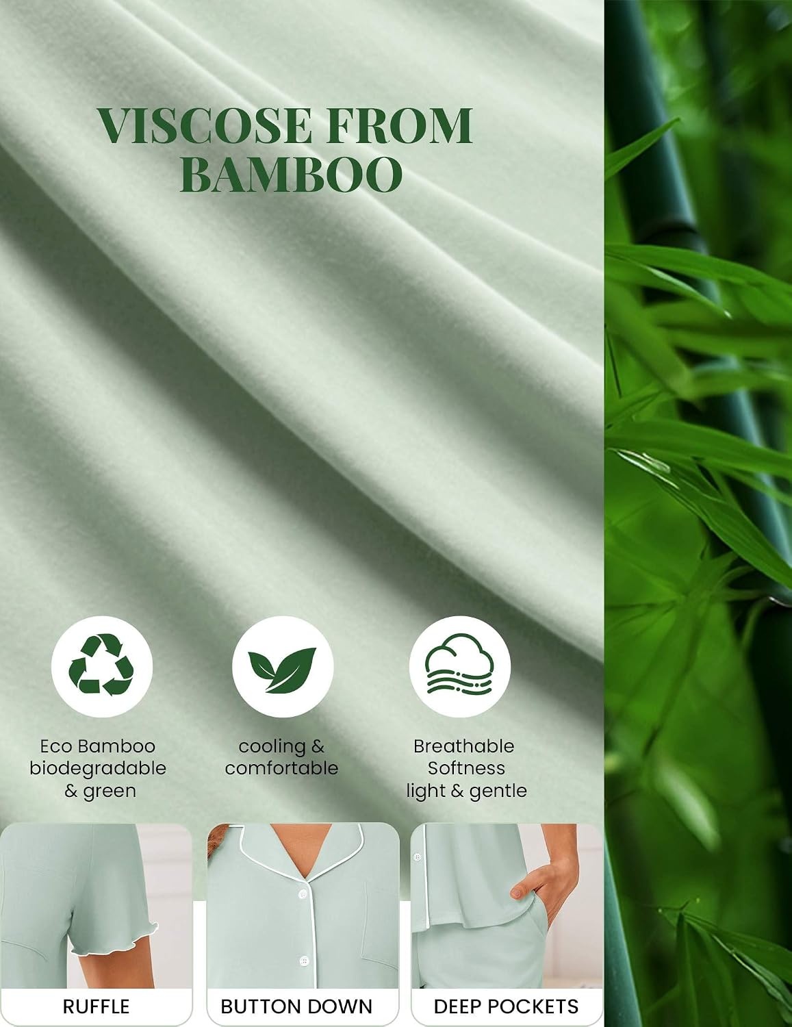 image:imageEkouaer Womens Pajama Sets Bamboo Viscose Button Up Pjs 2 Piece Lounge SetWhite Floral