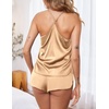 Ekouaer Silky Women Pajamas Set Satin Cami Top & Shorts Lingerie Pjs(Light Khai)