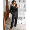 Ekouaer Womens Jogger Pajama Sets Long Sleeve Sleepwear Lounge Sets XS-XXL(Black)