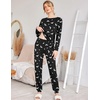Ekouaer Womens Jogger Pajama Sets Long Sleeve Sleepwear Lounge Sets XS-XXL(Black Halloween)
