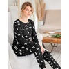 Ekouaer Womens Jogger Pajama Sets Long Sleeve Sleepwear Lounge Sets XS-XXL(Black Halloween)