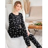 Ekouaer Womens Jogger Pajama Sets Long Sleeve Sleepwear Lounge Sets XS-XXL(Black Planet)