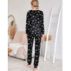 Ekouaer Womens Jogger Pajama Sets Long Sleeve Sleepwear Lounge Sets XS-XXL(Black Planet)