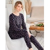 Ekouaer Womens Jogger Pajama Sets Long Sleeve Sleepwear Lounge Sets XS-XXL(Black Snowflake)