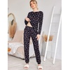 Ekouaer Womens Jogger Pajama Sets Long Sleeve Sleepwear Lounge Sets XS-XXL(Black Snowflake)