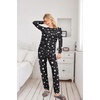 Ekouaer Womens Jogger Pajama Sets Long Sleeve Sleepwear Lounge Sets XS-XXL(Black Star)