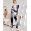 Ekouaer Womens Jogger Pajama Sets Long Sleeve Sleepwear Lounge Sets XS-XXL(Black and White Plaid)