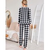 Ekouaer Womens Jogger Pajama Sets Long Sleeve Sleepwear Lounge Sets XS-XXL(Black and White Plaid)