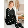 Ekouaer Womens Jogger Pajama Sets Long Sleeve Sleepwear Lounge Sets XS-XXL(Black and White Stars)
