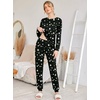 Ekouaer Womens Jogger Pajama Sets Long Sleeve Sleepwear Lounge Sets XS-XXL(Black and White Stars)