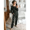 Ekouaer Womens Jogger Pajama Sets Long Sleeve Sleepwear Lounge Sets XS-XXL(Black and White Stars)