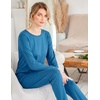Ekouaer Womens Jogger Pajama Sets Long Sleeve Sleepwear Lounge Sets XS-XXL(Blue Green)