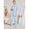 Ekouaer Womens Jogger Pajama Sets Long Sleeve Sleepwear Lounge Sets XS-XXL(Blue Tye Die)