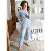Ekouaer Womens Jogger Pajama Sets Long Sleeve Sleepwear Lounge Sets XS-XXL(Blue Tye Die)